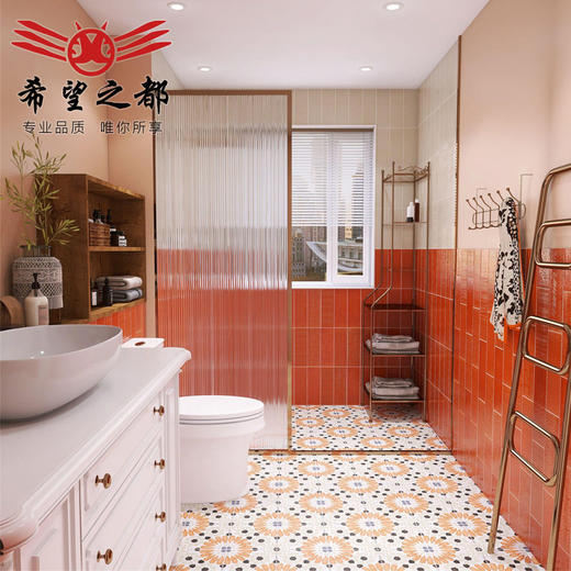 瓷砖阳台厨房吧台长条佛山红色100X300mm浴室北欧墙砖卫生间砖 商品图2