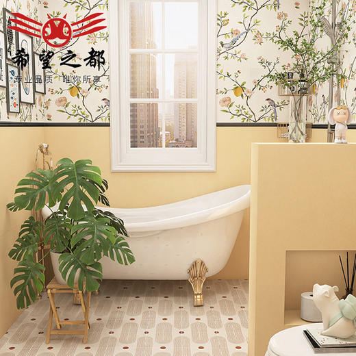 艺术阳台法式绿色浴室地砖厨房仿花砖全瓷瓷砖卫生间墙纸复古墙砖 商品图2