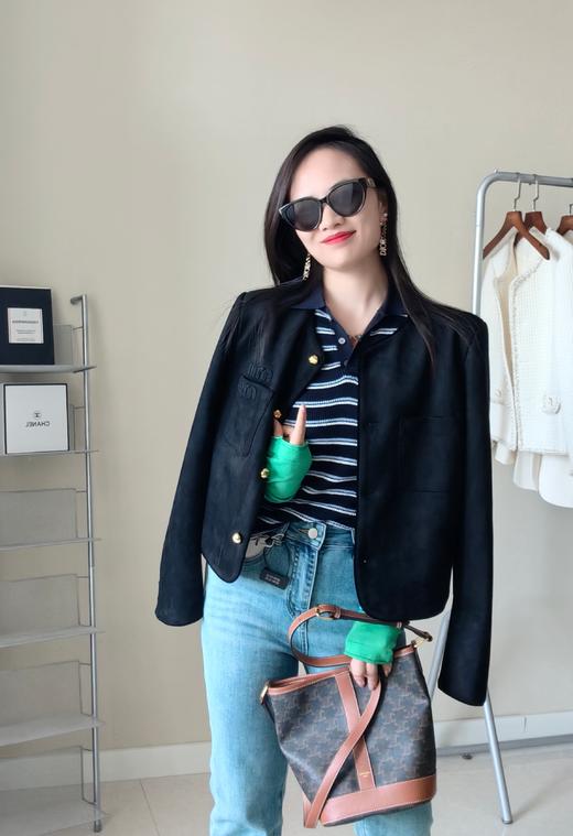 100%莱赛尔天丝原单定位条纹撞色袖针织衫 商品图3