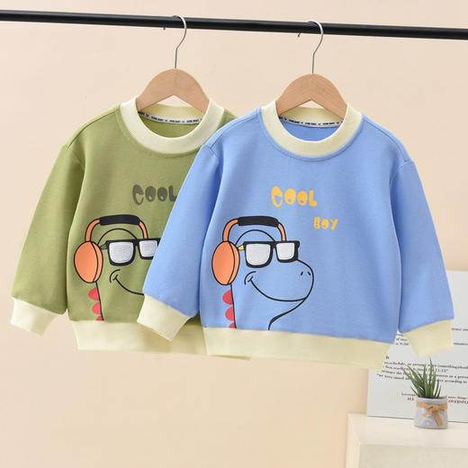 【萌趣时尚，休闲舒适】儿童长袖秋季新款 圆领纯棉卫衣 宽松上衣 卡通小童装 秋装男婴童卫衣-QQ 商品图1