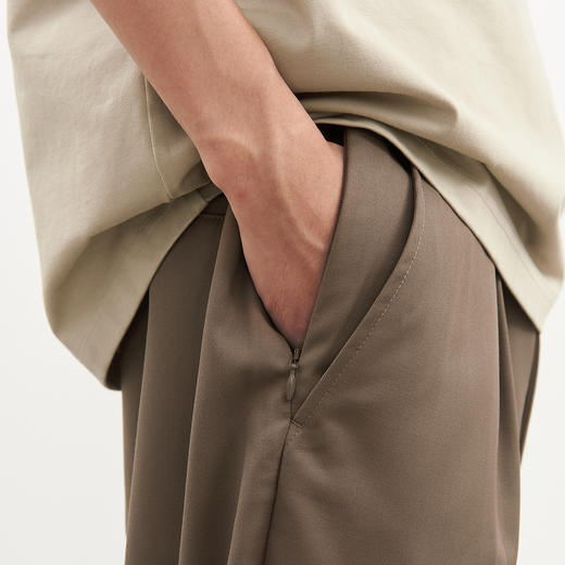 吃茶去chichaqu2024单褶抗皱休闲西裤宽松微锥垂感基础百搭 商品图3