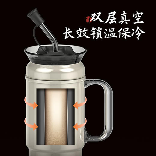 哲品 派·随享杯 钛保温杯大容量随手杯车载不锈钢吸管杯焖茶杯户外喝水杯 商品图3