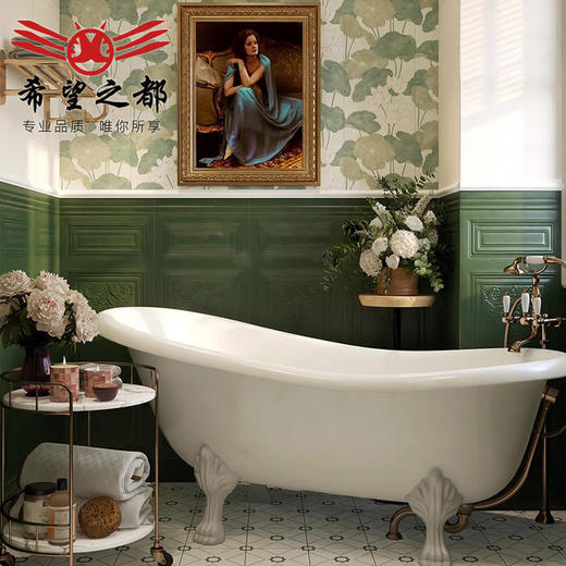 凹凸墨绿酒红400客卫浴墙砖法式餐厅釉面砖1200*护墙板复古瓷砖 商品图2