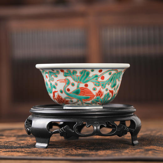 莲画堂红绿彩一路连科压手杯 商品图0