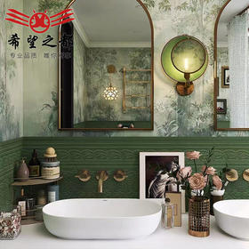 瓷砖法式地板砖海基厨房阳台复古花砖松绿墙砖300x1200卫生间布
