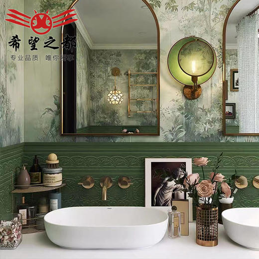 瓷砖法式地板砖海基厨房阳台复古花砖松绿墙砖300x1200卫生间布 商品图0