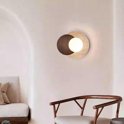 玄关风黄洞石风走廊餐厅圆形背景墙床头奶油侘寂壁灯民宿艺术灯具 商品图3