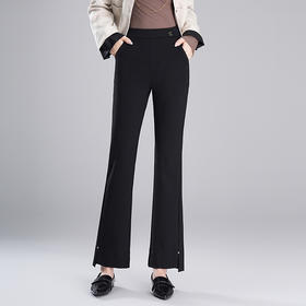 松紧高腰微喇裤秋季时尚，气质休闲裤黑色大码长款喇叭裤MYX-5505