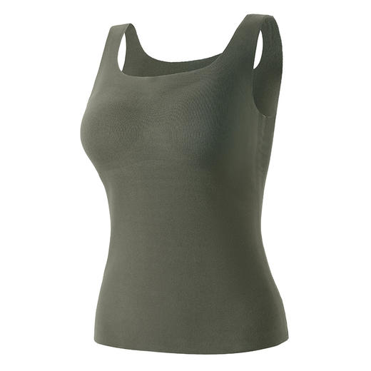 无痕自发热方领保暖背心内搭带胸垫女士抗菌润肤秋冬新款 打底上衣 商品图6