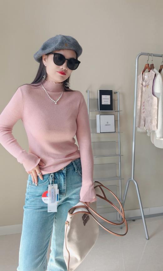 荷叶花边超细羊毛显瘦打底衫毛衫 商品图7