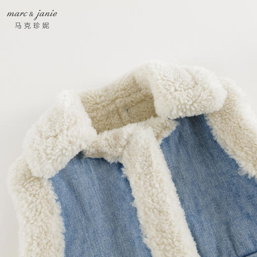 马克珍妮女童休闲潮流仿羊羔绒牛仔马甲儿童2024年秋冬新款241360 商品图4