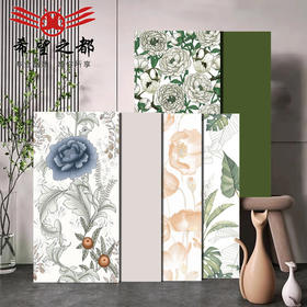 复古柔光浴室花砖卫生间背景墙全瓷400瓷砖法式花片墙砖奶油x800