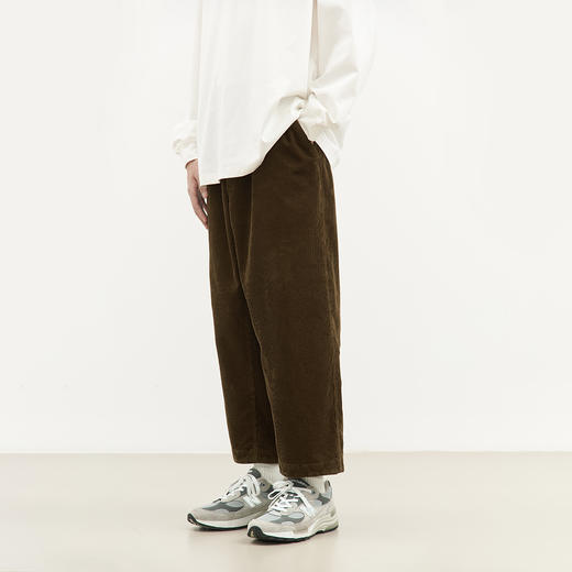 吃茶去chichaqu2024重磅灯芯绒锥形单褶九分裤复古宽松休闲百搭 商品图0