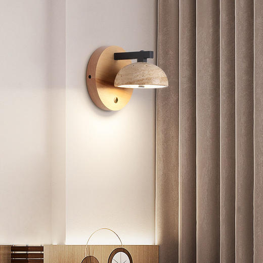 墙壁中古北欧卧室复古灯壁灯风黄洞侘民宿床头灯奶油过道寂石壁 商品图1