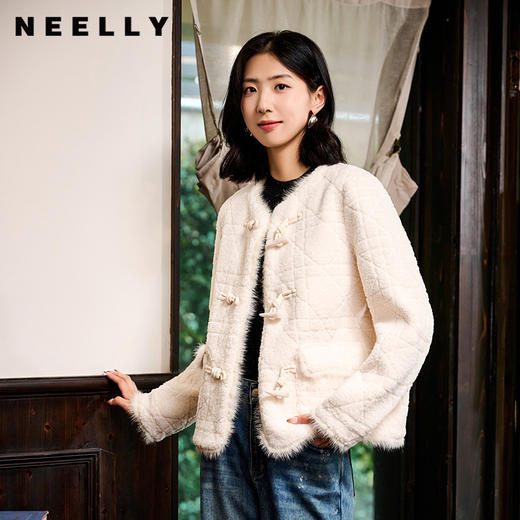NEELLY纳俪商场同款冬季新款千金国风毛绒外套女柔软亲肤通勤上衣N24104C07744 商品图0