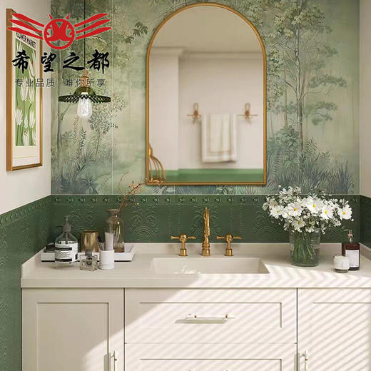 海基法式卫生间花砖厨房深林瓷砖复古墙砖地板砖300x1200布迷雾 商品图1