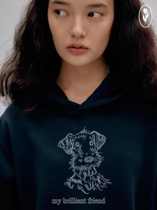 shyshystill/shy202408013/柔软空气棉复古休闲刺绣手绘图案连帽卫衣 商品图1