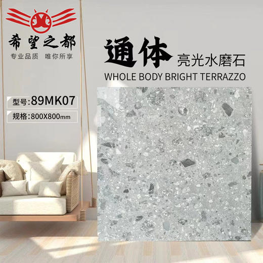 水磨石商铺800x800彩色法式耐磨亮光网红客厅瓷砖地板砖防滑通体 商品图1