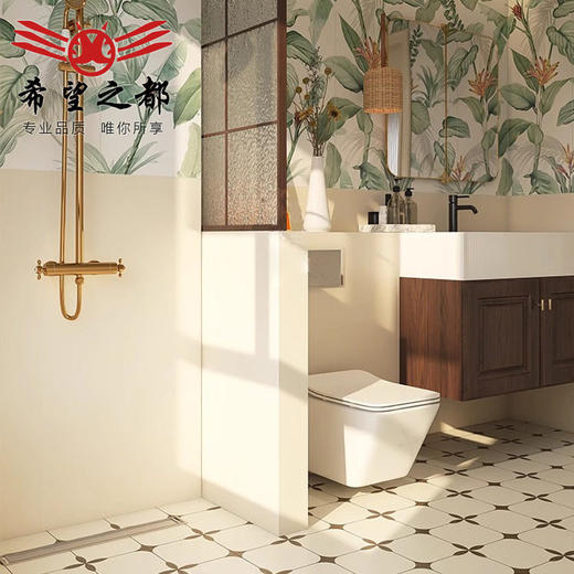 400卫生间植物花砖防滑地砖轻x1200瓷砖背景浴室厨房复古墙砖法式 商品图1