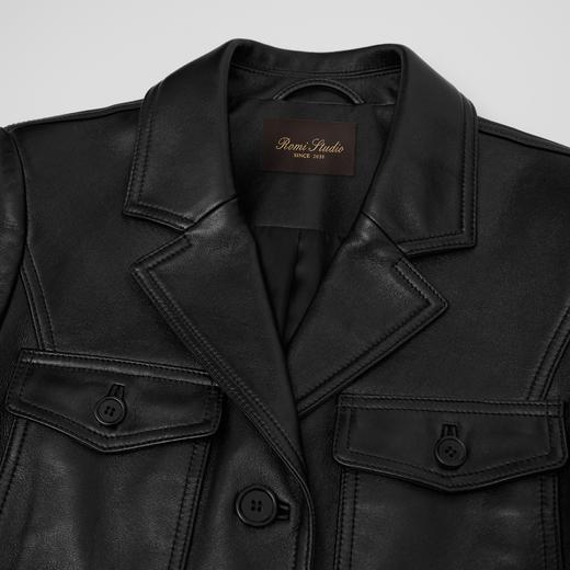 ROMI STUDIO“棕标甄选”英国进口小胎羊皮油蜡西装皮衣RW24WWA0036 商品图2