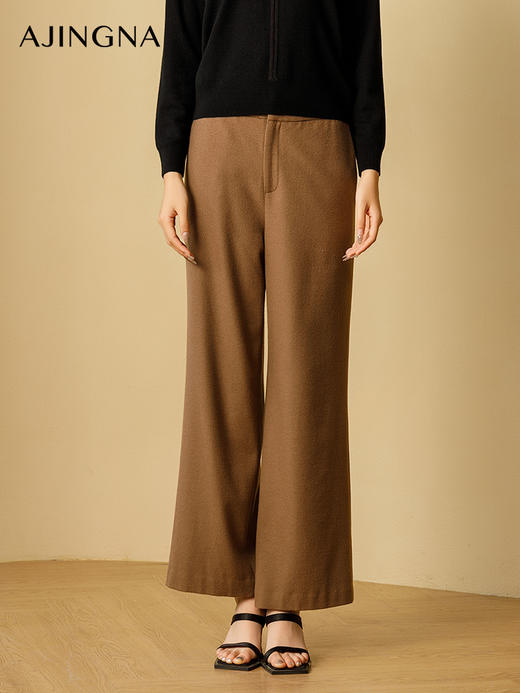 【商场同款】阿菁娜2024冬季新款高腰加盖精致直筒裤A29D110003 商品图1