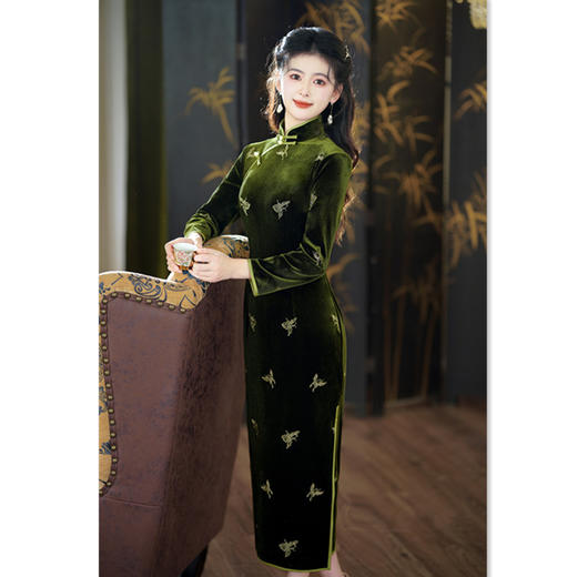 复古国风长款，丝绒绣花旗袍GX35644 商品图2