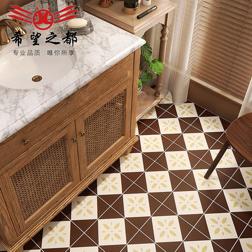 厨房全瓷花园拼花地砖小阳台卫生间花砖200x200mm复古墙砖厕所 商品图1