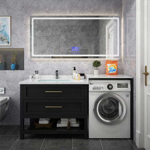 智能洗卫生间卫浴洗手盆阳台衣柜浴室柜伴侣洗脸盆组合洗衣机落地 商品图2