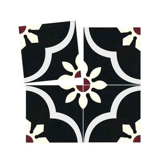 花片厨房砖厕所浴室卫生间地砖法式200x200瓷砖复古黑白花砖植物 商品图4