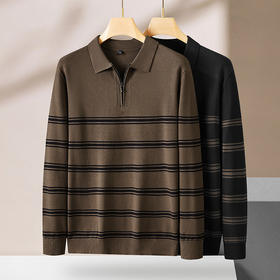 【新款DPF】大依优型大码翻领毛衣针织衫毛衫休闲加肥加大男士胖子大码内搭上衣打底衫