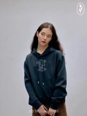 shyshystill/shy202408013/柔软空气棉复古休闲刺绣手绘图案连帽卫衣