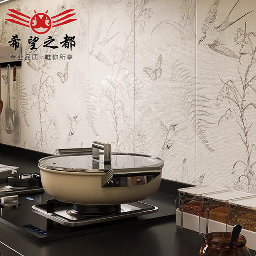 奶油厨房300x900mm瓷砖法式地砖古风黑白花砖墙砖轻中复古燕子 商品图1