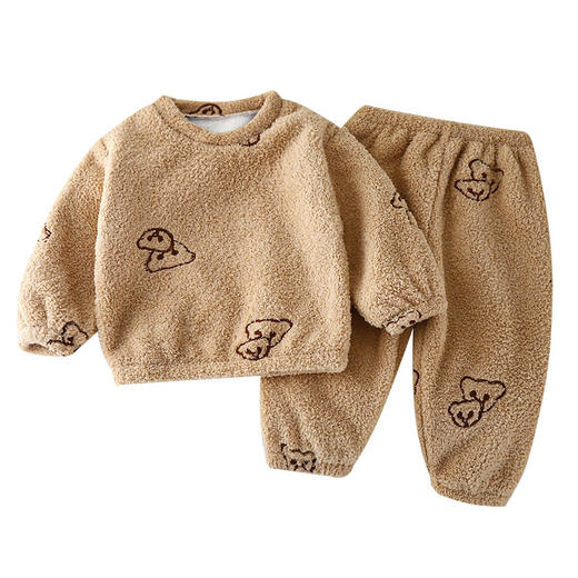 【抵御寒冷，儿童双面绒保暖套装】新款儿童睡衣套装秋冬季加厚保暖，无荧光亲肤细腻绒舒适柔和，男童女童家居服宝宝加绒加厚童装QQ 商品图4