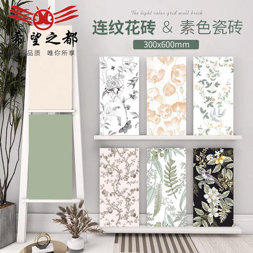 微300x600全瓷地砖阳台法式柔光厨卫花砖水泥莫兰迪素色墙砖连纹 商品图0