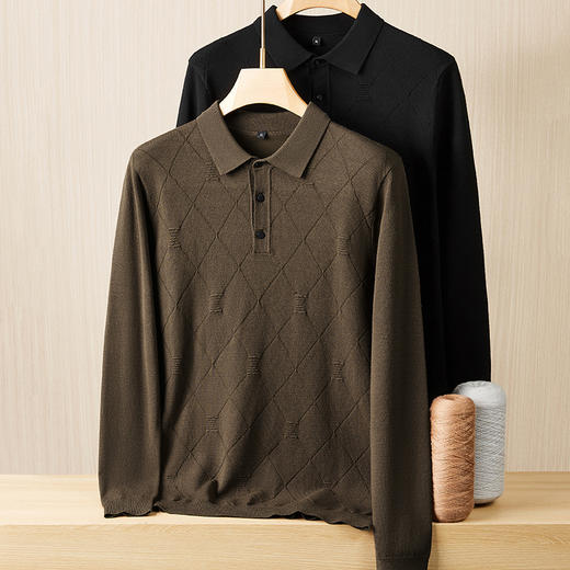 【新款DPF】大依优型大码翻领毛衣针织衫毛衫休闲加肥加大男士胖子大码内搭上衣打底衫 商品图0