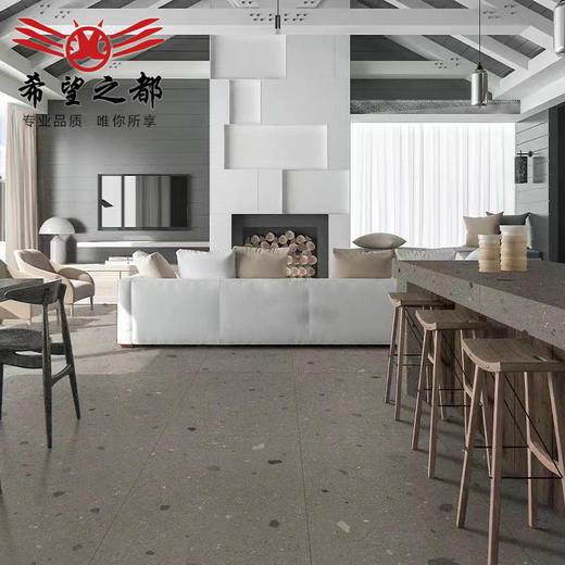 餐厅颗粒大地砖卫生间瓷砖工装600x1200mm水磨石服装店地砖 商品图3