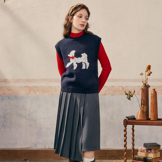 两三事 巡梦诗人 2024秋季新款百搭半高领打底衫长袖针织衫女 商品图4