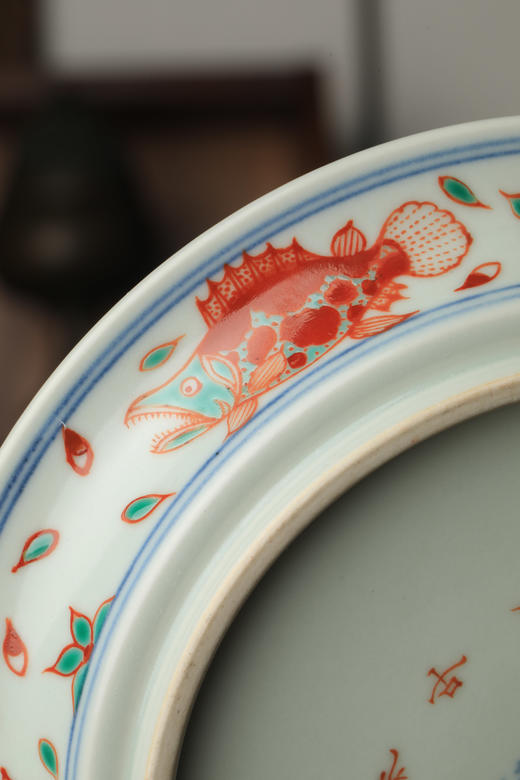 莲画堂红绿彩鱼藻壶承 商品图4