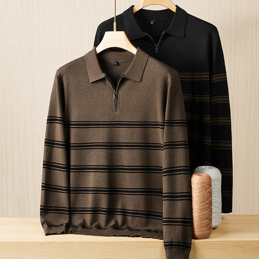【新款DPF】大依优型大码翻领毛衣针织衫毛衫休闲加肥加大男士胖子大码内搭上衣打底衫 商品图2