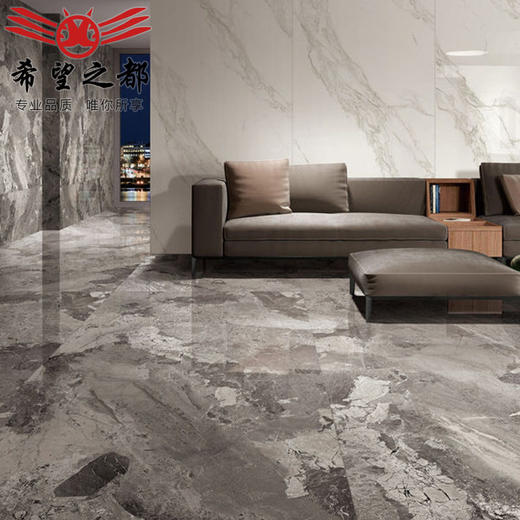 佛山通体连纹防滑瓷砖大理石广东地砖客厅大板灰色地板砖800x1600 商品图3
