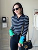 100%莱赛尔天丝原单定位条纹撞色袖针织衫 商品缩略图1