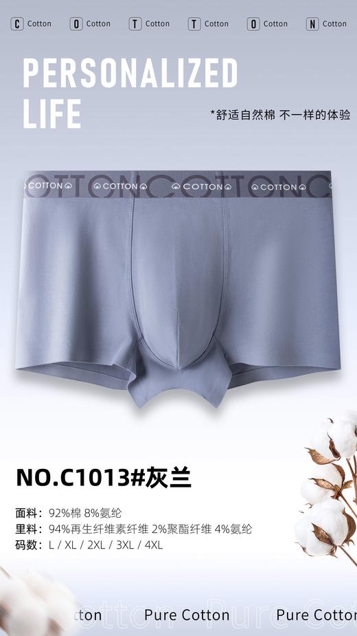 男士精梳棉腰头印花无痕棉花糖腰头撞色平角内裤1013 商品图6