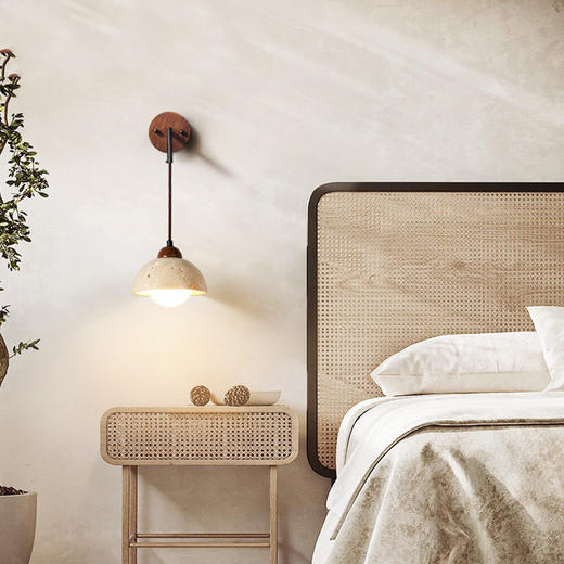 复古开关带石壁日式民宿侘寂风卧室灯风黄洞奶油壁灯床头壁 客厅 商品图3