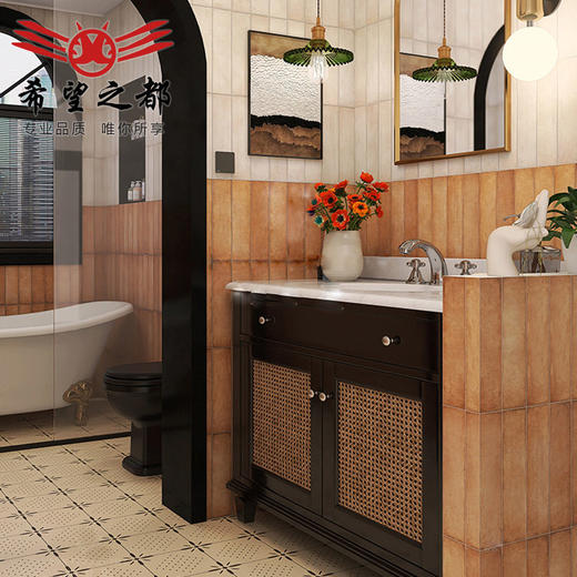 绿砖厨房墙砖卫生间手工地砖复古绿色美式牛油果防滑瓷砖花砖法式 商品图1