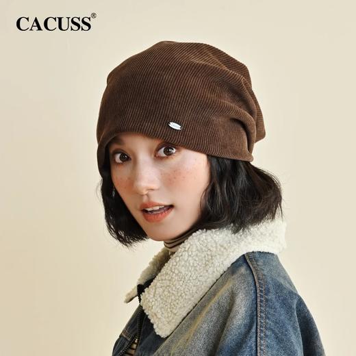 CACUSS堆堆帽秋冬季灯芯绒冷帽日系包头帽复古套头帽子百搭月子帽ZZ240634 商品图1