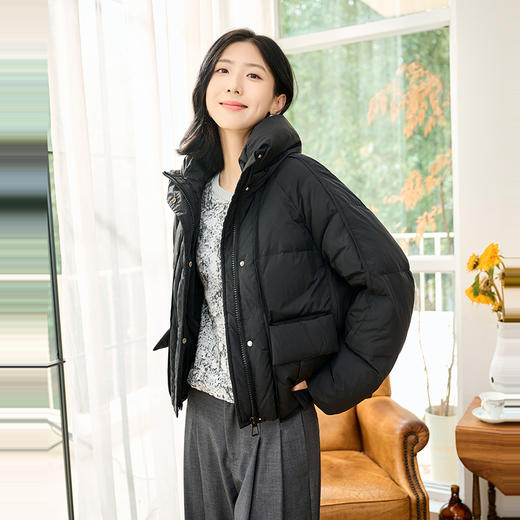 NEELLY纳俪商场同款冬季新款90白鸭绒羽绒服女通勤简约保暖面包服N24104L07738 商品图2