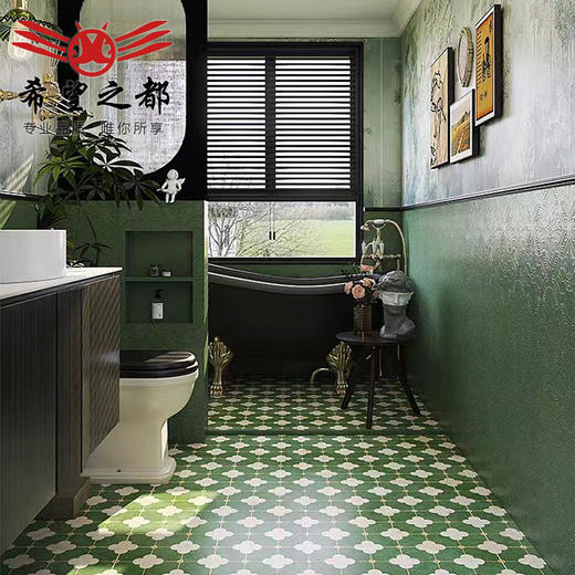 瓷砖法式地板砖海基厨房阳台复古花砖松绿墙砖300x1200卫生间布 商品图2