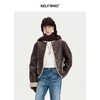 SELFWHO复古酒红棕pu皮草外套女秋冬2024新款皮毛一体设计感夹克 商品缩略图0