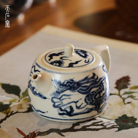 问鼎天石窑白陶泥元青花井栏壶（龙）（缺货）