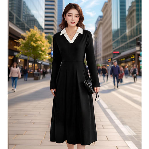 9/8奢姿大码女装2024秋季气质POLO领设计时尚裙子胖妹妹简约连衣裙9943891293 商品图2